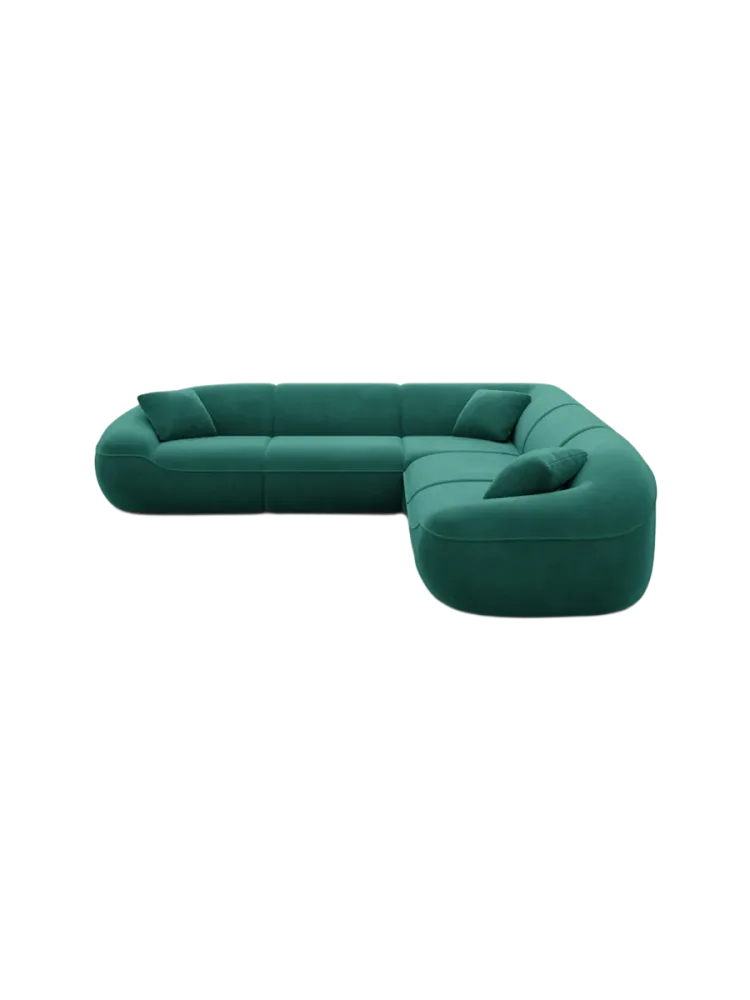 5-Sitzer Design Ecksofa „Kitana“ mit Samtbezug Samtbezug Grün BLOOMINGLOFT Collection