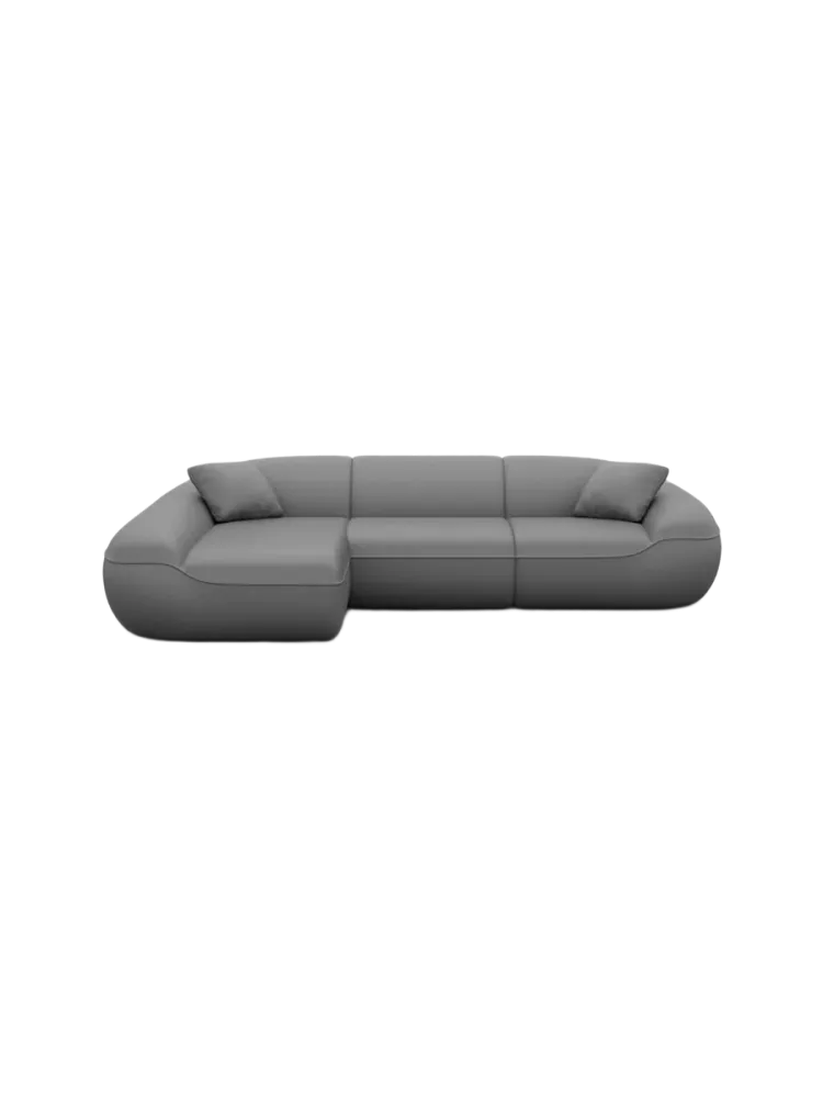 4-Sitzer Design Echtleder Ecksofa „Kitana“ Echtleder Dark Grey BLOOMINGLOFT Collection