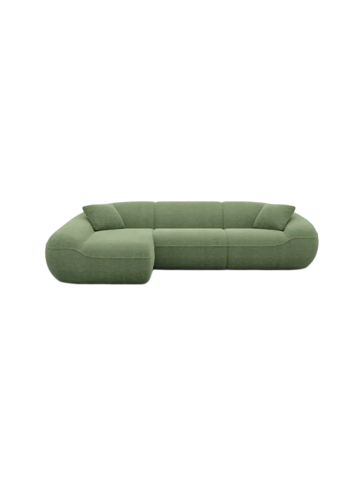 4-Sitzer Design Ecksofa „Kitana“ mit Strukturstoff-Bezug Strukturstoff Grün BLOOMINGLOFT Collection