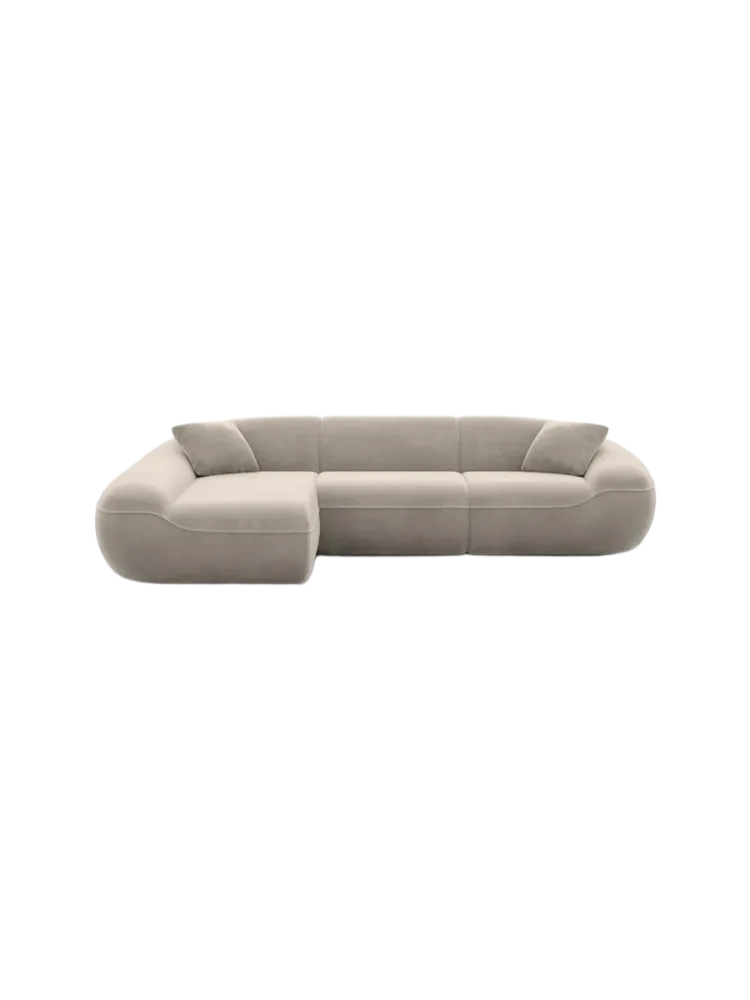 4-Sitzer Design Ecksofa „Kitana“ mit Samtbezug Samtbezug Beige dunkel BLOOMINGLOFT Collection