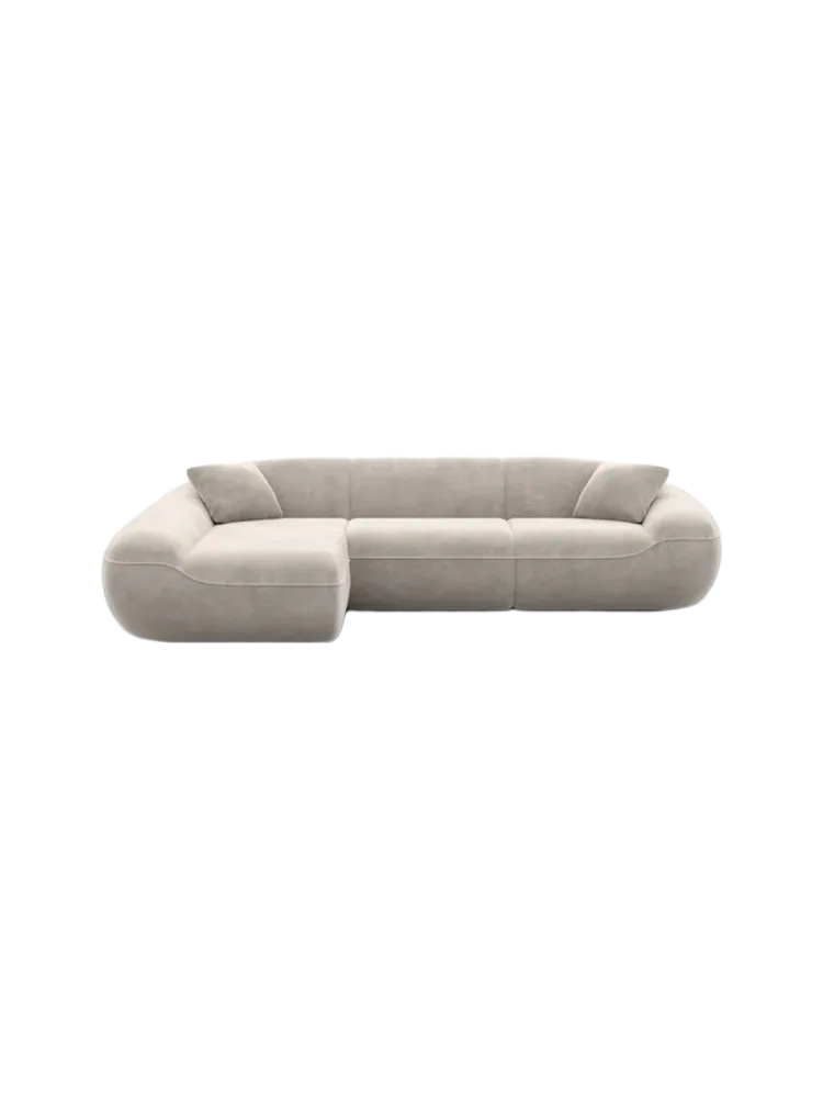 4-Sitzer Design Ecksofa „Kitana“ mit Samtbezug Samtbezug Sand BLOOMINGLOFT Collection