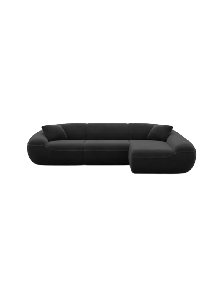 4-Sitzer Design Ecksofa „Kitana“ mit Samtbezug Samtbezug Schwarz BLOOMINGLOFT Collection