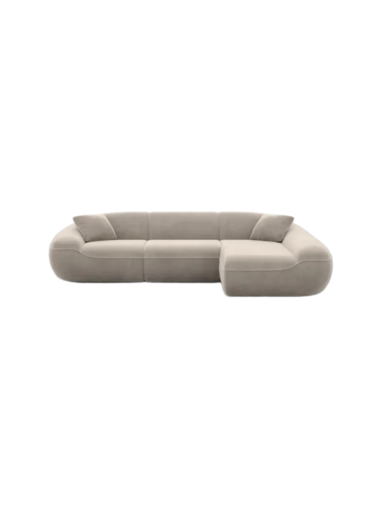 4-Sitzer Design Ecksofa „Kitana“ mit Samtbezug Samtbezug Beige dunkel BLOOMINGLOFT Collection