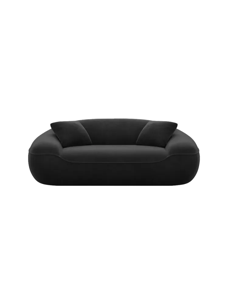 2-Sitzer Design Sofa „Kitana“ mit Samtbezug Samtbezug Schwarz BLOOMINGLOFT Collection