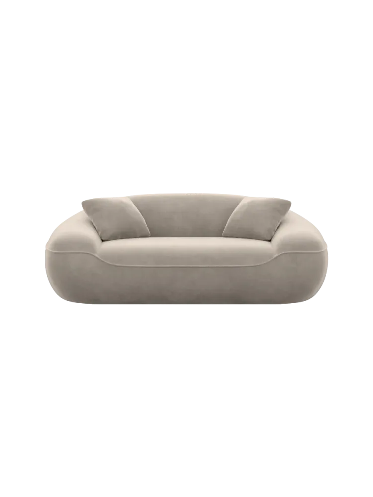 2-Sitzer Design Sofa „Kitana“ mit Samtbezug Samtbezug Beige dunkel BLOOMINGLOFT Collection