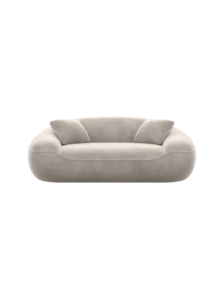 2-Sitzer Design Sofa „Kitana“ mit Samtbezug Samtbezug Sand BLOOMINGLOFT Collection