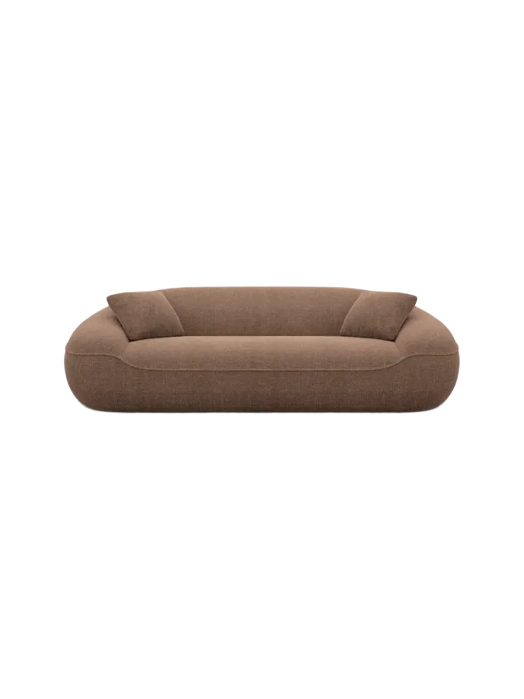 3-Sitzer Design Sofa „Kitana“ mit Strukturstoff-Bezug Strukturstoff Braun BLOOMINGLOFT Collection