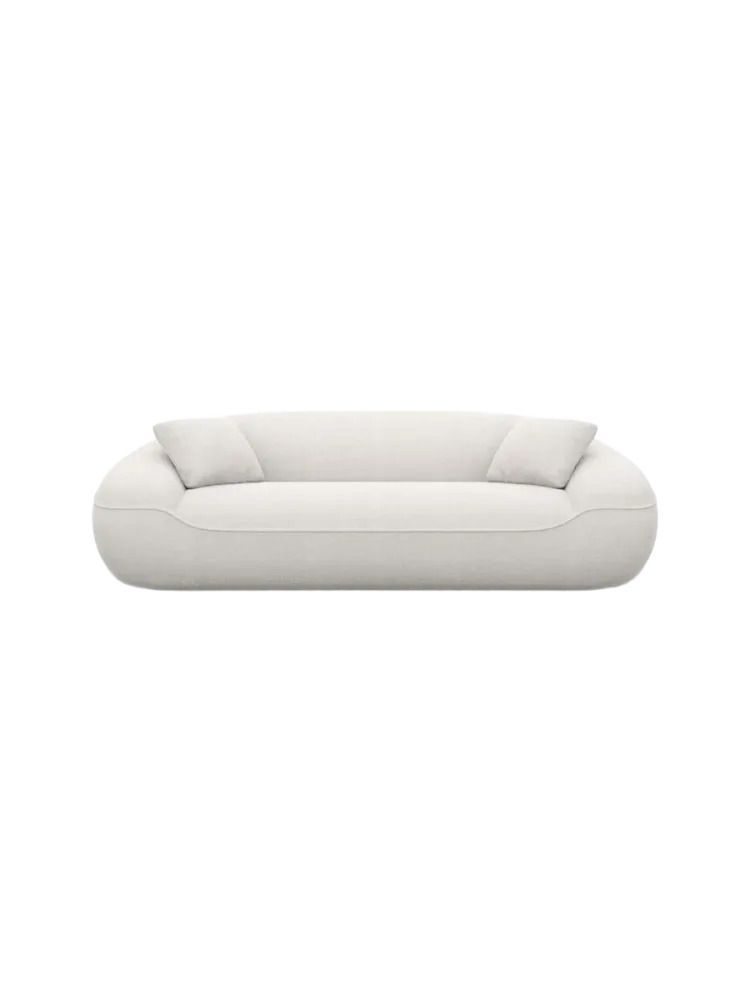3-Sitzer Design Sofa „Kitana“ mit Strukturstoff-Bezug Strukturstoff Weiss BLOOMINGLOFT Collection