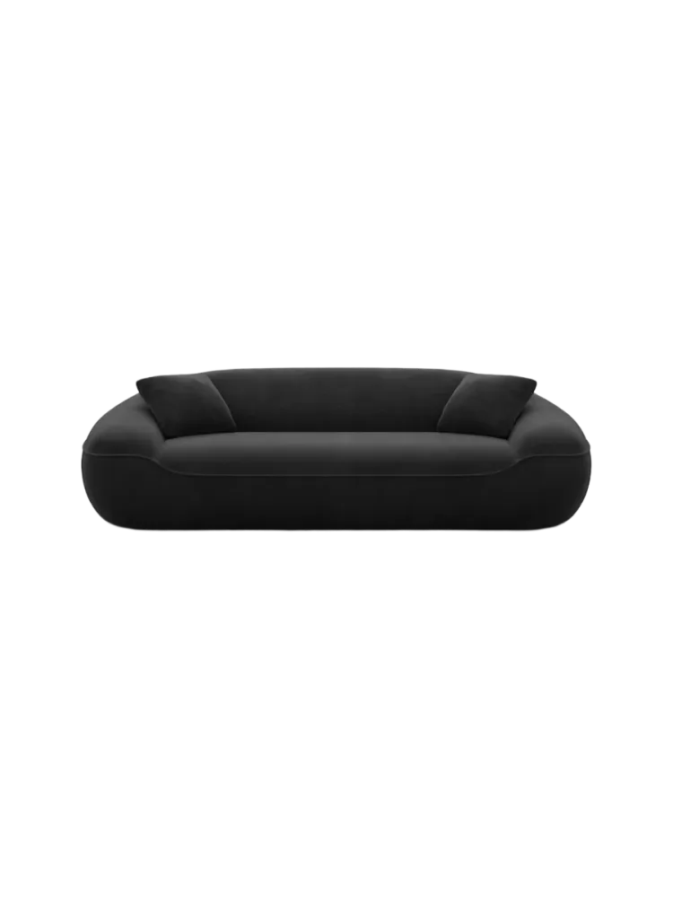 3-Sitzer Design Sofa „Kitana“ mit Samtbezug Samtbezug Schwarz BLOOMINGLOFT Collection