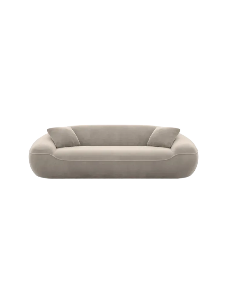 3-Sitzer Design Sofa „Kitana“ mit Samtbezug Samtbezug Beige dunkel BLOOMINGLOFT Collection