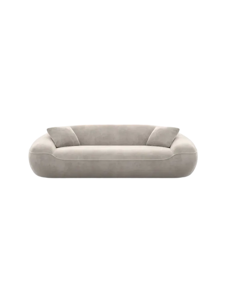 3-Sitzer Design Sofa „Kitana“ mit Samtbezug Samtbezug Sand BLOOMINGLOFT Collection