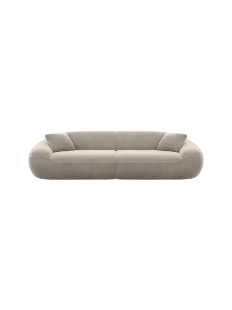 4-Sitzer Design Sofa „Kitana“ mit Samtbezug Samtbezug Beige dunkel BLOOMINGLOFT Collection