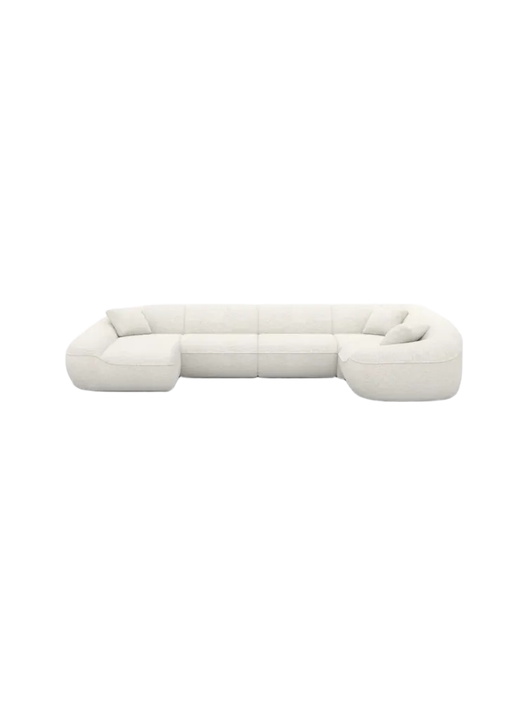 6-Sitzer Design Panorama-Sofa „Kitana XL“ mit Bouclé-Bezug Bouclé White BLOOMINGLOFT Collection