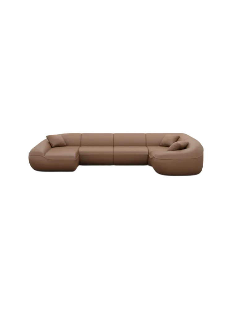 6-Sitzer Design Echtleder Panorama-Sofa „Kitana XL“ Echtleder Choco Brown BLOOMINGLOFT Collection