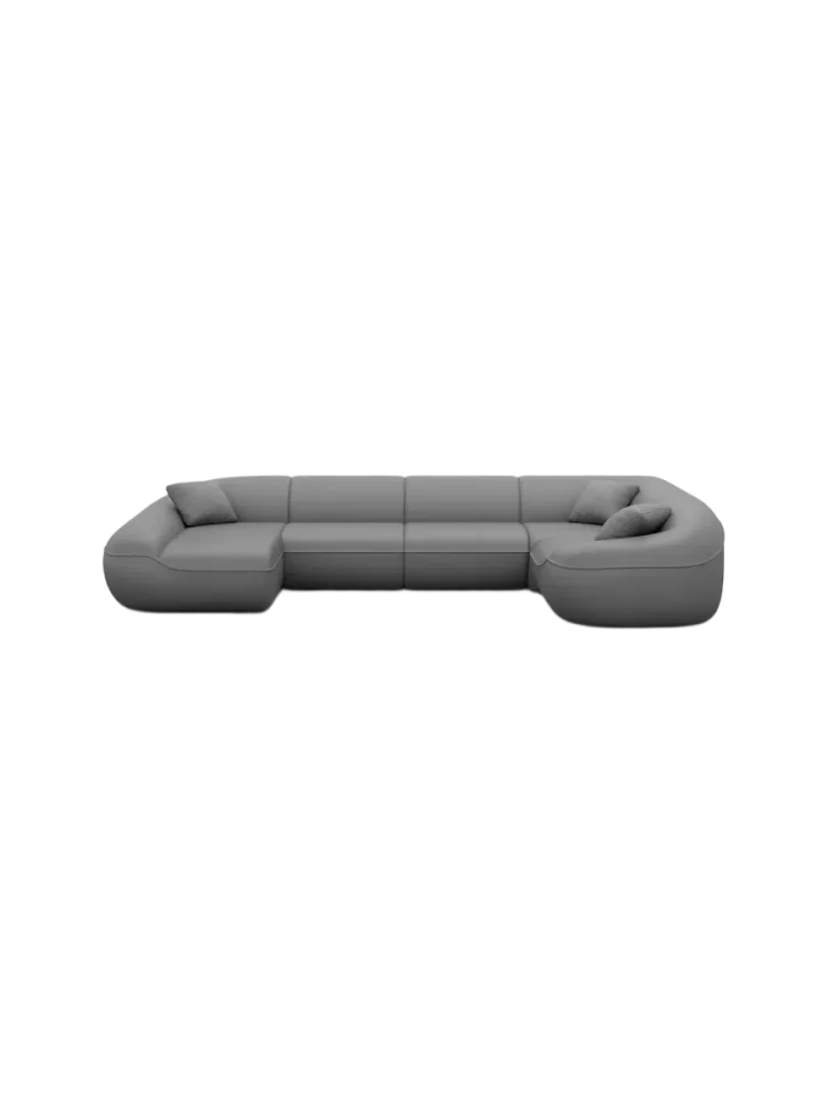 6-Sitzer Design Echtleder Panorama-Sofa „Kitana XL“ Echtleder Dark Grey BLOOMINGLOFT Collection