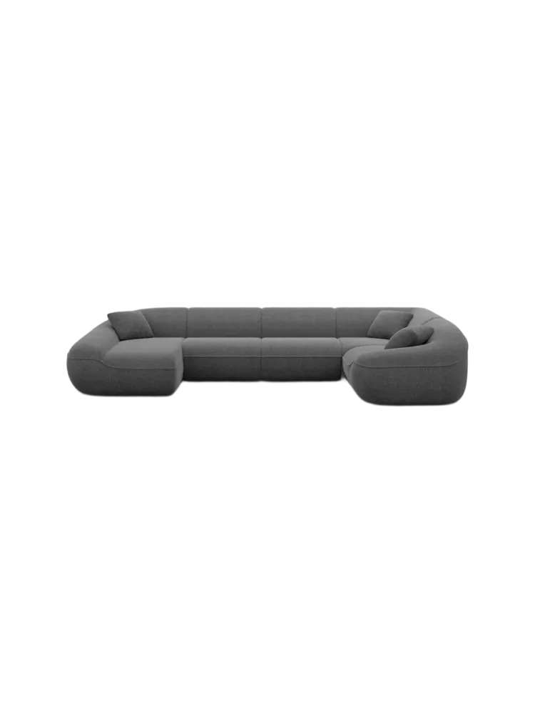 6-Sitzer Design Panorama-Sofa „Kitana XL“ mit Strukturstoff-Bezug Strukturstoff Anthrazit BLOOMINGLOFT Collection