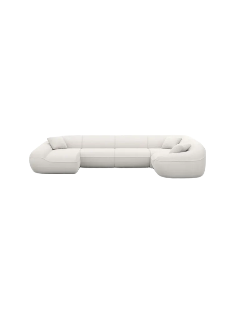 6-Sitzer Design Panorama-Sofa „Kitana XL“ mit Strukturstoff-Bezug Strukturstoff Weiss BLOOMINGLOFT Collection