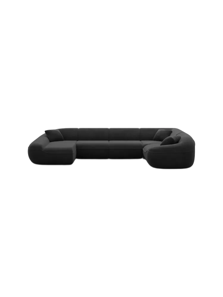 6-Sitzer Design Panorama-Sofa „Kitana XL“ mit Samtbezug Samtbezug Schwarz BLOOMINGLOFT Collection