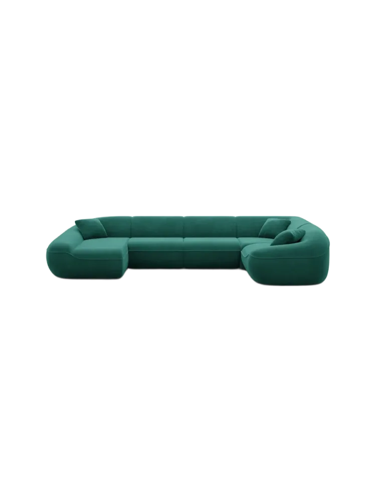 6-Sitzer Design Panorama-Sofa „Kitana XL“ mit Samtbezug Samtbezug Grün BLOOMINGLOFT Collection