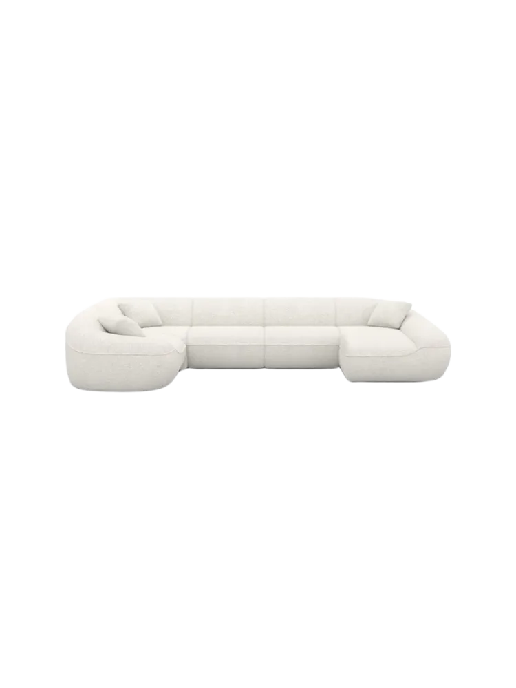 6-Sitzer Design Panorama-Sofa „Kitana XL“ mit Bouclé-Bezug Bouclé White BLOOMINGLOFT Collection