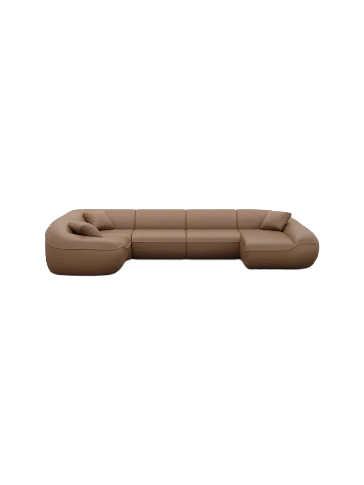 6-Sitzer Design Echtleder Panorama-Sofa „Kitana XL“ Echtleder Choco Brown BLOOMINGLOFT Collection