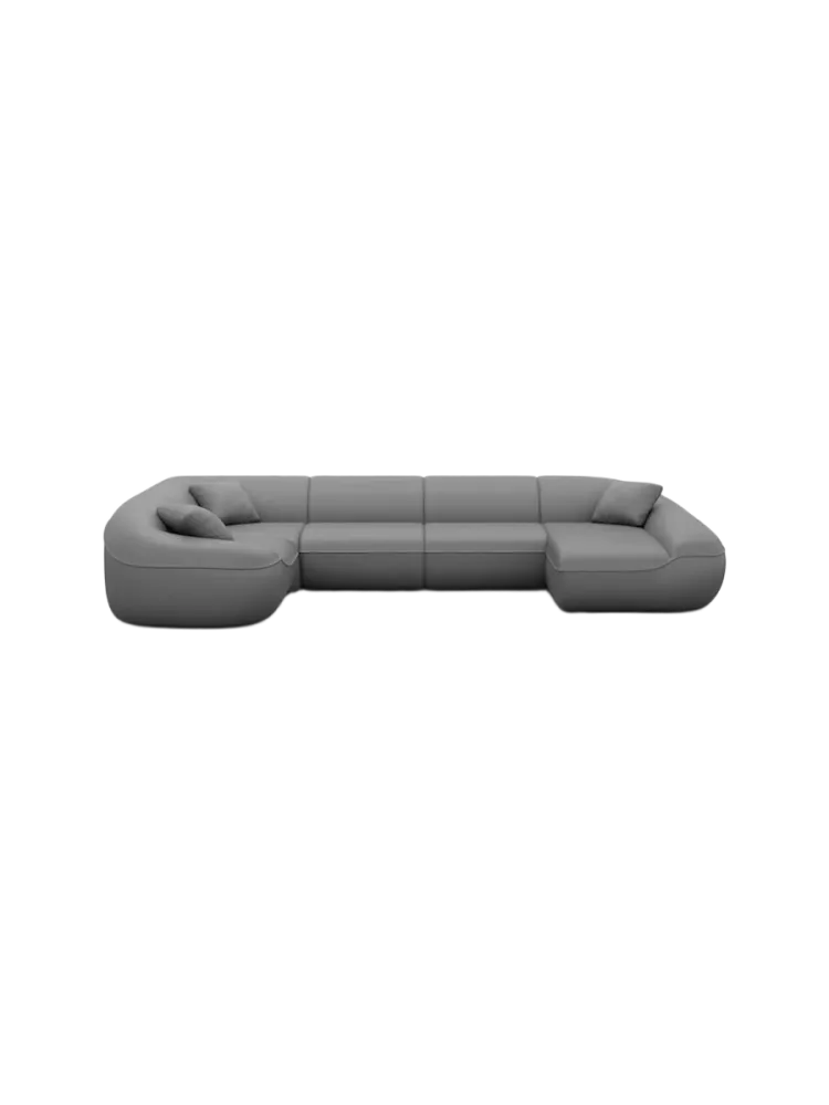 6-Sitzer Design Echtleder Panorama-Sofa „Kitana XL“ Echtleder Dark Grey BLOOMINGLOFT Collection