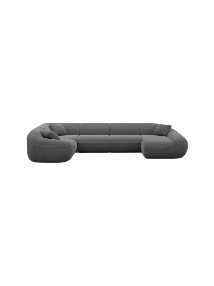 6-Sitzer Design Panorama-Sofa „Kitana XL“ mit Strukturstoff-Bezug Strukturstoff Anthrazit BLOOMINGLOFT Collection