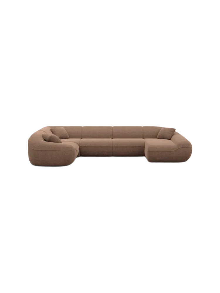 6-Sitzer Design Panorama-Sofa „Kitana XL“ mit Strukturstoff-Bezug Strukturstoff Braun BLOOMINGLOFT Collection