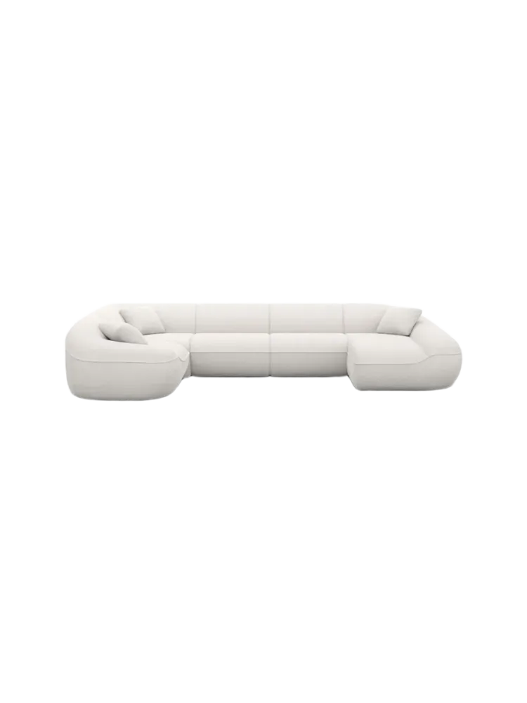 6-Sitzer Design Panorama-Sofa „Kitana XL“ mit Strukturstoff-Bezug Strukturstoff Weiss BLOOMINGLOFT Collection