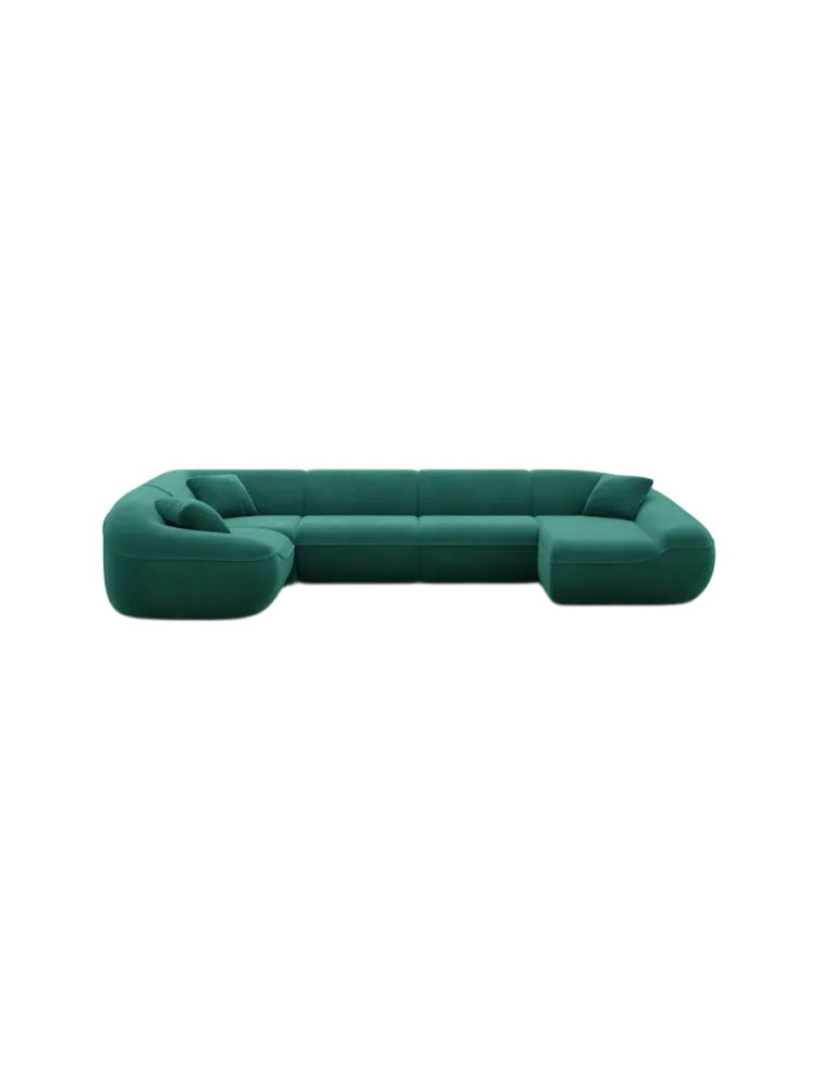 6-Sitzer Design Panorama-Sofa „Kitana XL“ mit Samtbezug Samtbezug Grün BLOOMINGLOFT Collection