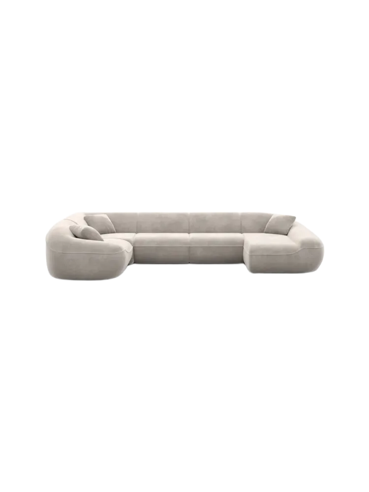 6-Sitzer Design Panorama-Sofa „Kitana XL“ mit Samtbezug Samtbezug Sand BLOOMINGLOFT Collection