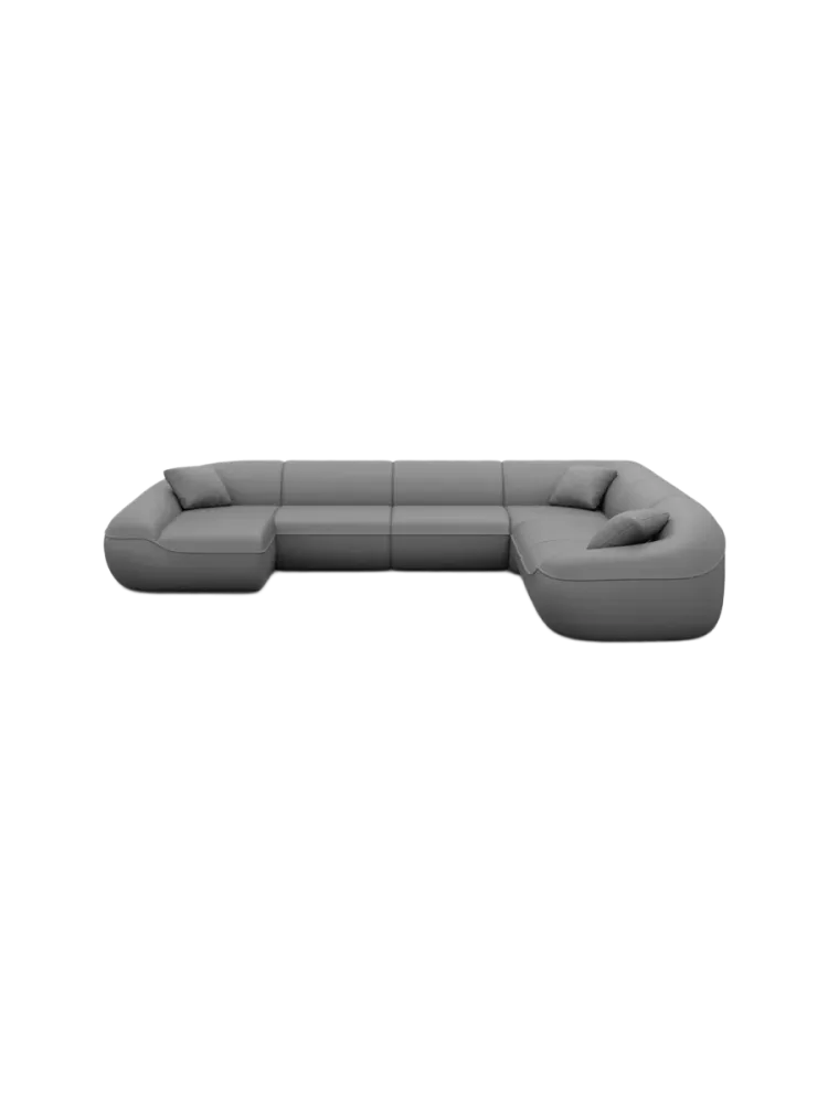 7-Sitzer Design Echtleder Panorama-Sofa „Kitana XXL“ Echtleder Dark Grey BLOOMINGLOFT Collection