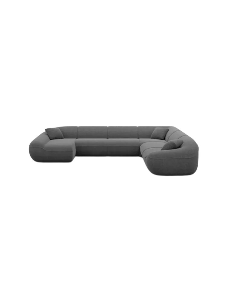 7-Sitzer Design Panorama-Sofa „Kitana XXL“ mit Strukturstoff-Bezug Strukturstoff Anthrazit BLOOMINGLOFT Collection