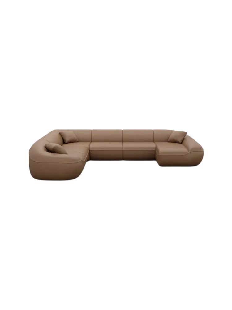 7-Sitzer Design Echtleder Panorama-Sofa „Kitana XXL“ Echtleder Choco Brown BLOOMINGLOFT Collection