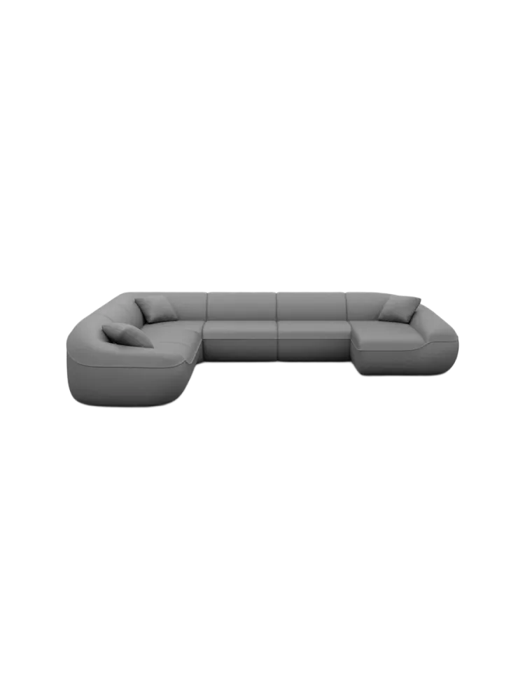 7-Sitzer Design Echtleder Panorama-Sofa „Kitana XXL“ Echtleder Dark Grey BLOOMINGLOFT Collection