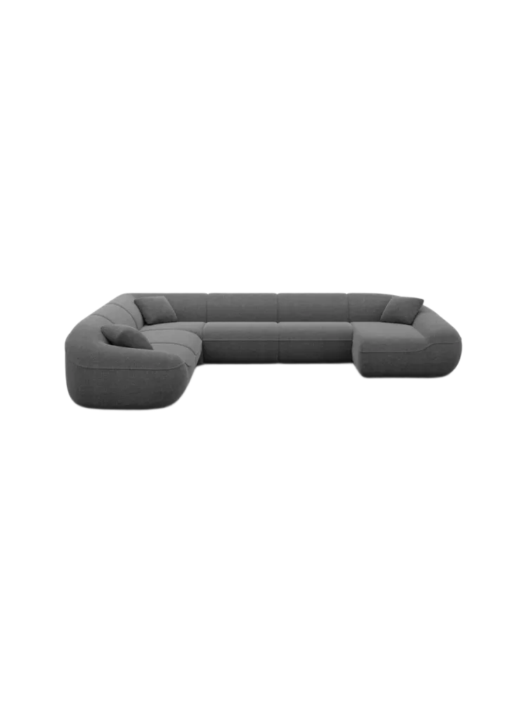 7-Sitzer Design Panorama-Sofa „Kitana XXL“ mit Strukturstoff-Bezug Strukturstoff Anthrazit BLOOMINGLOFT Collection