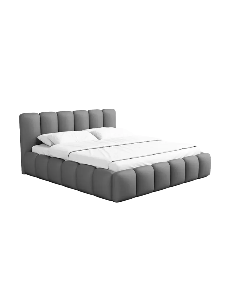 Design Polsterbett „Lava“ mit Ablagefach, Kunstleder Grau BLOOMINGLOFT Collection