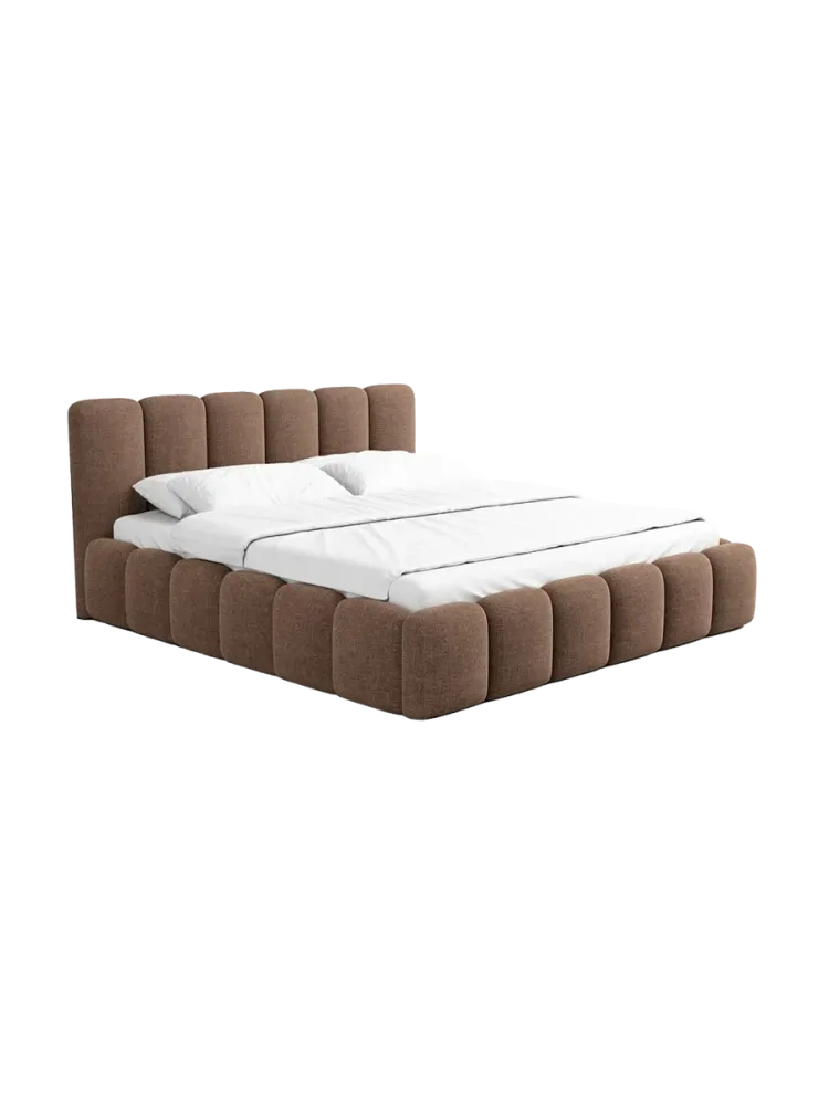 Design Polsterbett „Lava“ mit Ablagefach, Webstoff Braun Strukturstoff Braun BLOOMINGLOFT Collection