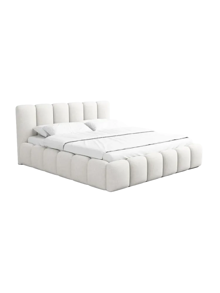Design Polsterbett „Lava“ mit Ablagefach, Webstoff Weiss Strukturstoff Weiss BLOOMINGLOFT Collection