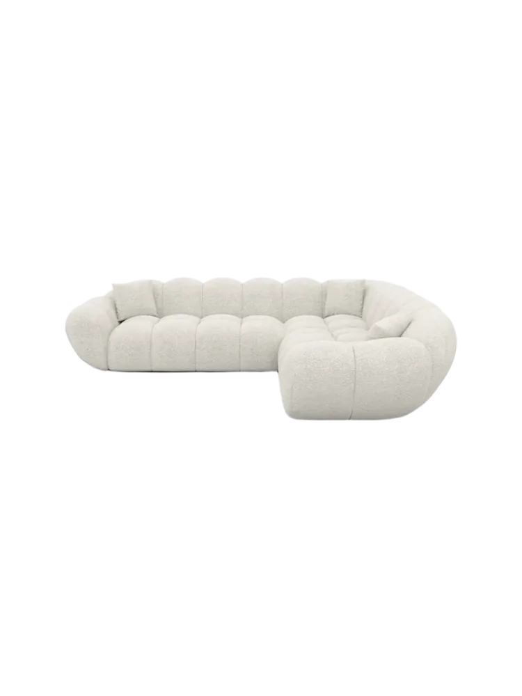 5-Sitzer Design Ecksofa „Levante“ mit Bouclé-Bezug Bouclé White BLOOMINGLOFT Collection
