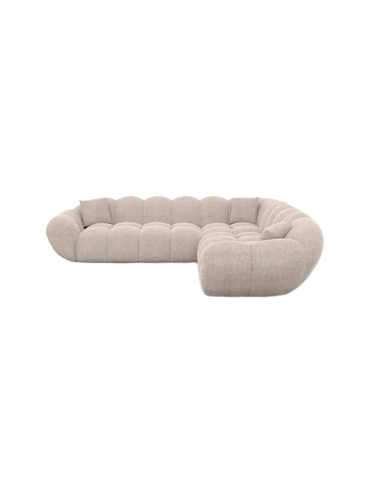 5-Sitzer Design Ecksofa „Levante“ mit Strukturstoff-Bezug Strukturstoff Beige BLOOMINGLOFT Collection