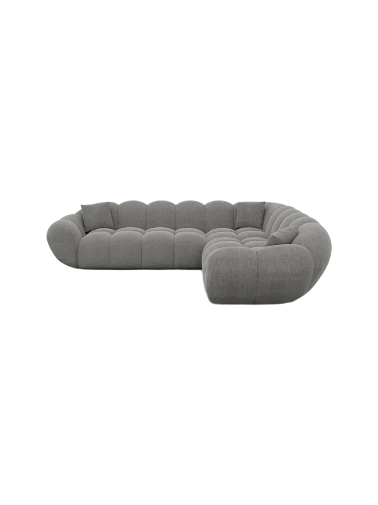 5-Sitzer Design Ecksofa „Levante“ mit Strukturstoff-Bezug Strukturstoff Grau BLOOMINGLOFT Collection