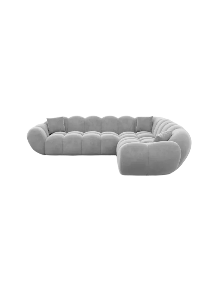 5-Sitzer Design Ecksofa „Levante“ mit Samtbezug Samtbezug Hellgrau BLOOMINGLOFT Collection