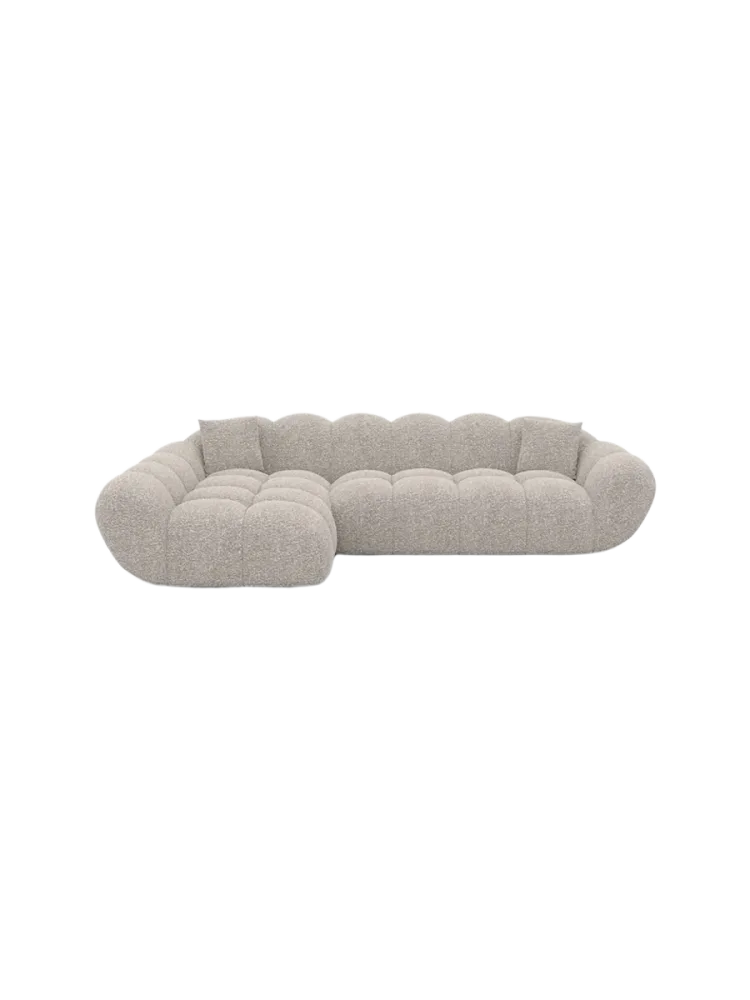 4-Sitzer Design Ecksofa „Levante“ mit Bouclé-Bezug Bouclé Toffee BLOOMINGLOFT Collection