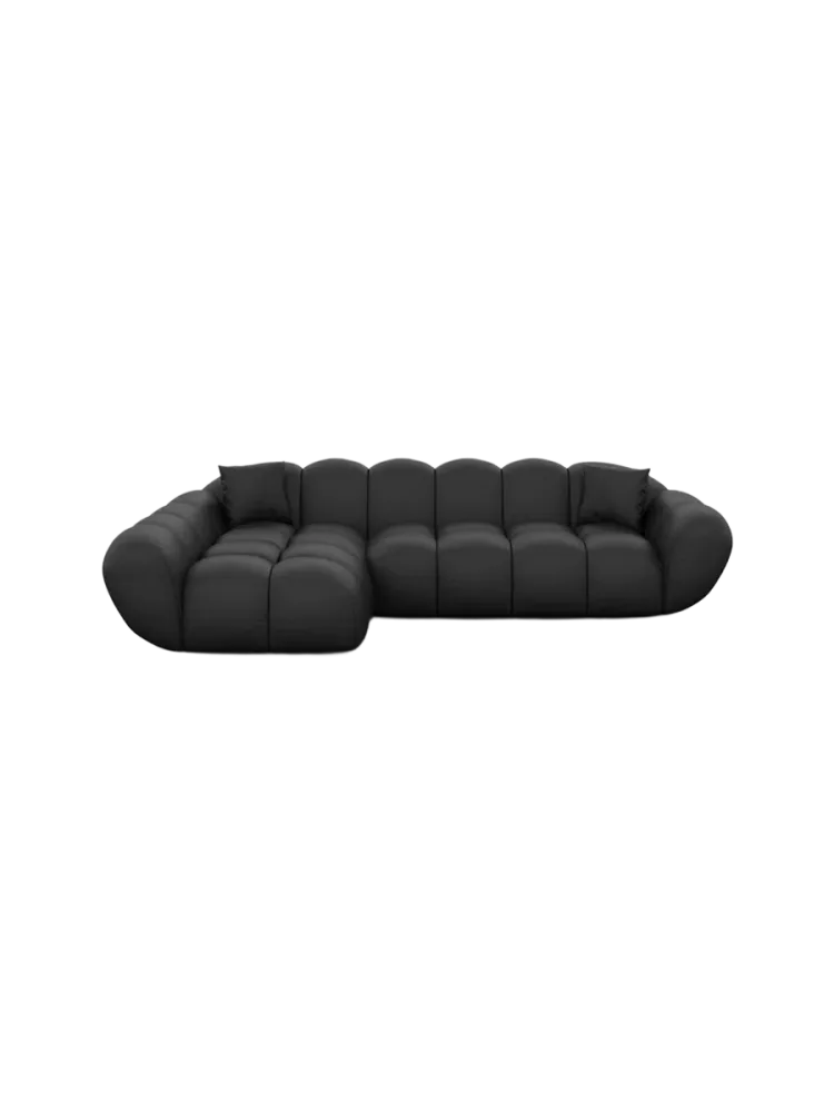 4-Sitzer Design Echtleder Ecksofa „Levante“ Echtleder Schwarz BLOOMINGLOFT Collection
