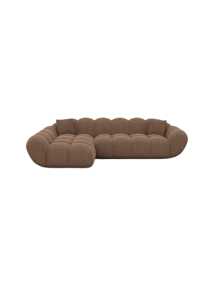 4-Sitzer Design Ecksofa „Levante“ mit Strukturstoff-Bezug Strukturstoff Braun BLOOMINGLOFT Collection