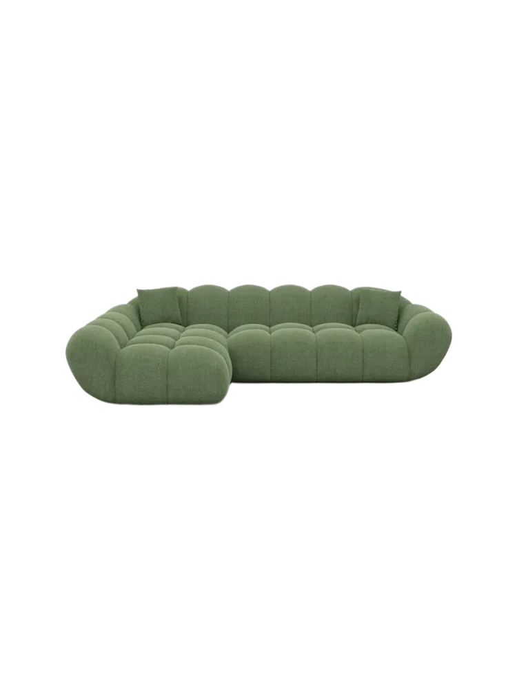 4-Sitzer Design Ecksofa „Levante“ mit Strukturstoff-Bezug Strukturstoff Grün BLOOMINGLOFT Collection