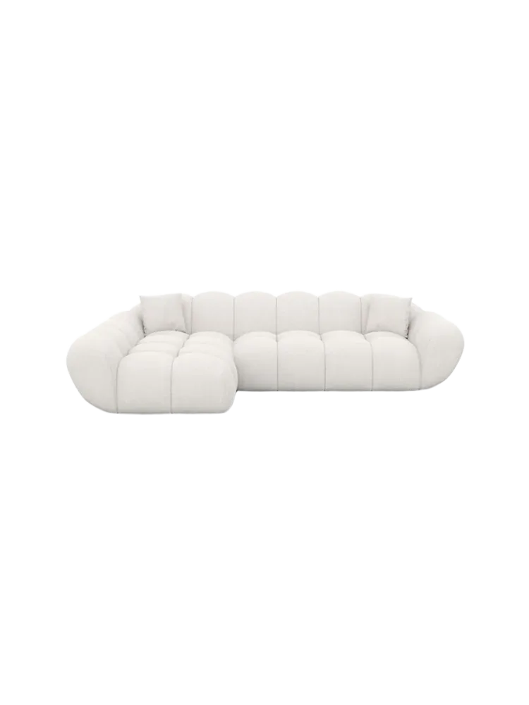 4-Sitzer Design Ecksofa „Levante“ mit Strukturstoff-Bezug Strukturstoff Weiss BLOOMINGLOFT Collection