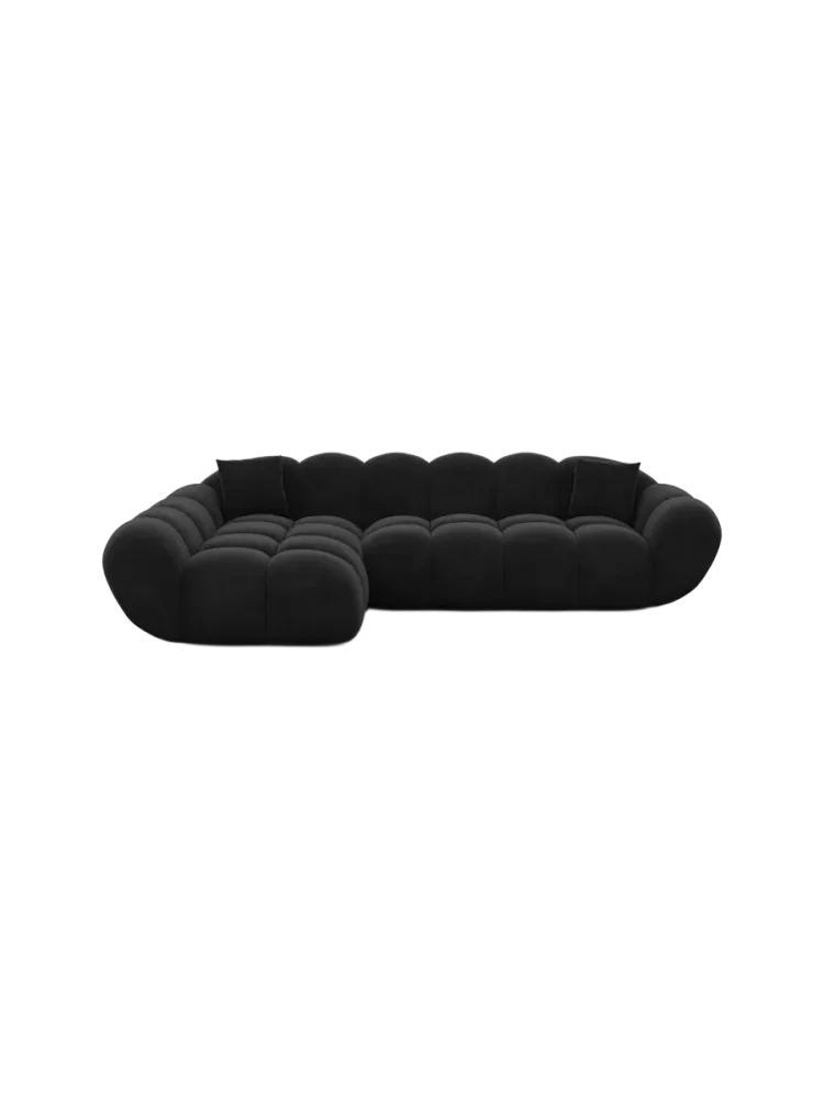 4-Sitzer Design Ecksofa „Levante“ mit Samtbezug Samtbezug Schwarz BLOOMINGLOFT Collection