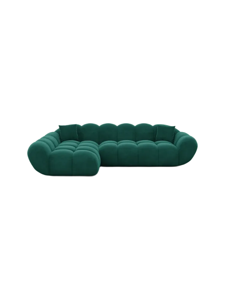 4-Sitzer Design Ecksofa „Levante“ mit Samtbezug Samtbezug Grün BLOOMINGLOFT Collection